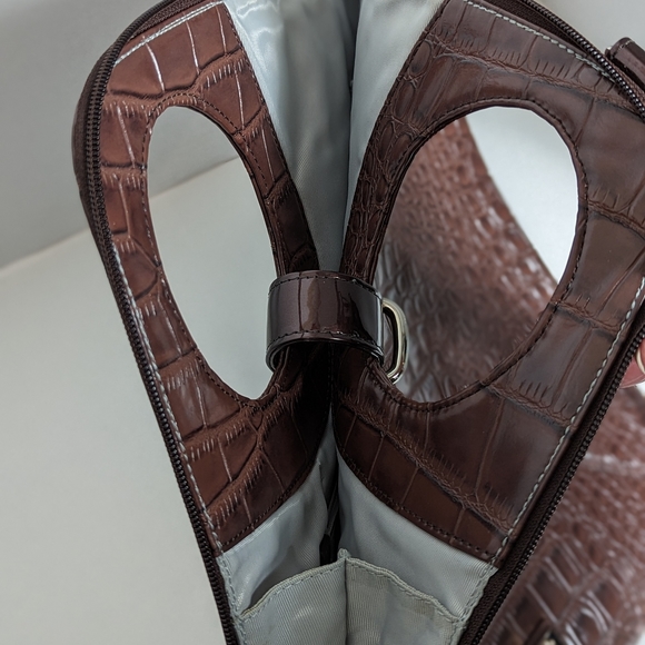 Beijo Couture brown laptop croc bag NEW 13x15" adj removable strap - Picture 5 of 15
